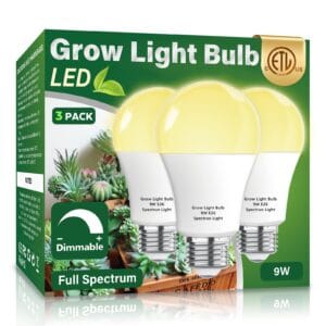 3-Pack A19 Full Spectrum LED Grow Bulb E26 9W